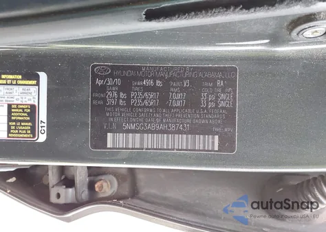 2010 Hyundai Santa Fe Gls from USA, damaged, VIN 5NMSG3AB9AH387431